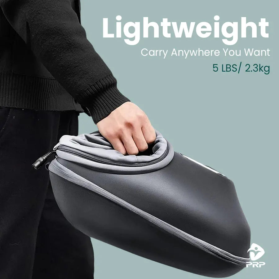 Lightweight 5 lbs (2.3 kg) foot massager carried by hand for portable relaxation