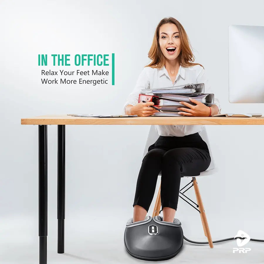 Under-desk office use—foot massager helps relax feet and boost energy at work