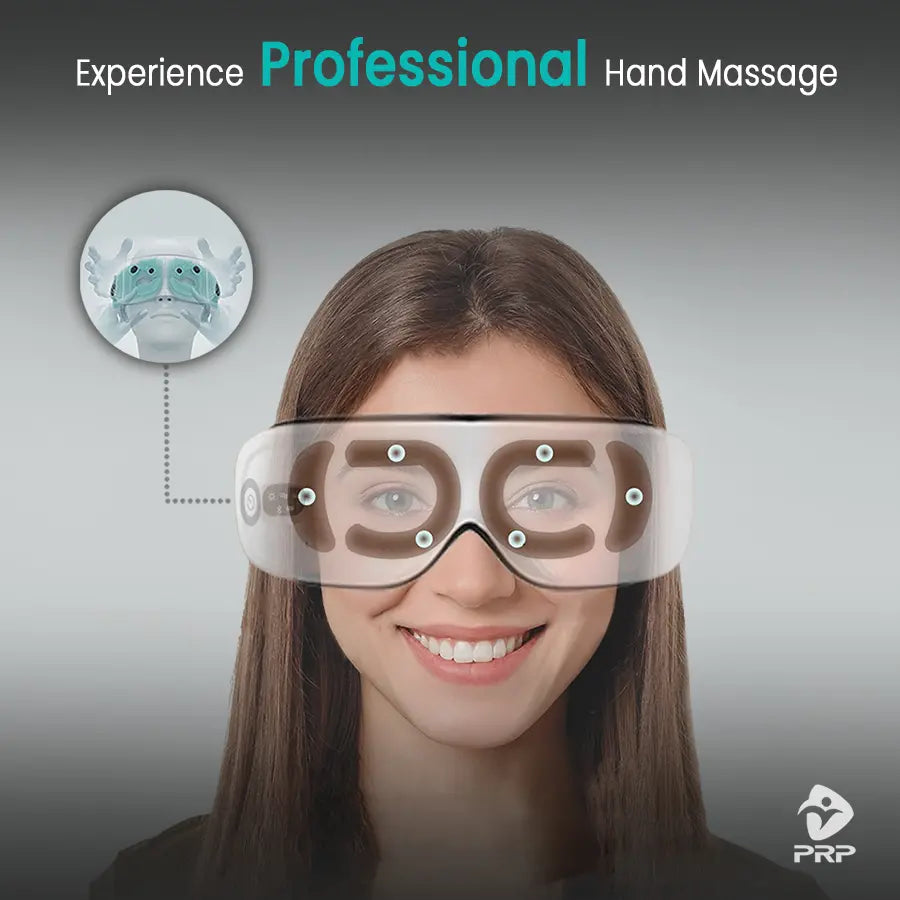 Eye massager simulating professional hand massage, precise pressure points for eye relaxation and circulation