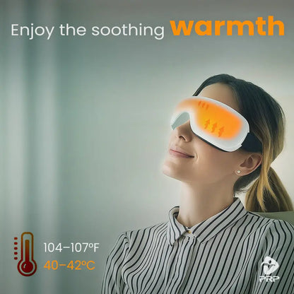 Soothing heat therapy eye massager, warm compress function 104–107°F (40–42°C) to relieve eye fatigue.
