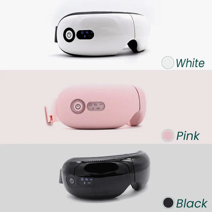 Electric eye massager available in white, pink, and black, stylish options for men and women.